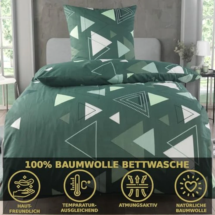 MALIKA Bettwäsche Set 155x220 cm, Renforcé Baumwolle, Oeko-TEX, allergikerfreundlich, elegantes Rot, mit Reißverschluss – Bild 2