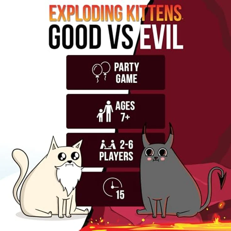 Exploding Kittens Good vs. Evil, Hochriskantes Kartenspiel für 2-5 Spieler, inspiriert von Netflix-Serie, für Familien ab 7 Jahren – Bild 2