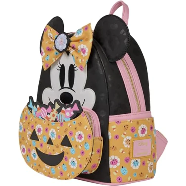 Loungefly Disney Minnie Pumpkin Kindergartenrucksack, 26 cm, strapazierfähiges Polyester und PU-Leder, charmantes Design – Bild 3