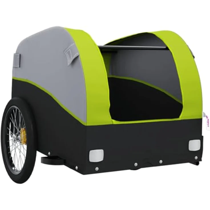 vidaXL Fahrradlastenanhänger Schwarz und Grün 30 kg Eisen, Robustes Design mit Deichsel und Sicherheitsflagge – Bild 5
