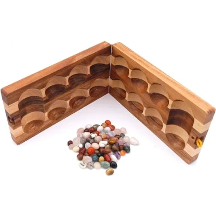 ROMBOL Kalaha - hochwertiges Steinchenspiel für 2 Personen inkl. Spielsteinen, Modell:2, Holzspiel, Familienspiel, Kinderspiel, Strategiespiel – Bild 3