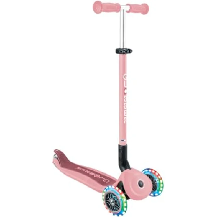 Globber Go Up Active 360 Grad Evolutionärer Roller mit Sitz, Beleuchtung & Lichtern für Kleinkinder ab 15 Monaten, Pastellrosa – Bild 1