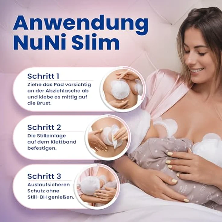 NuNi SLIM Einweg Stilleinlagen, Selbstklebende ultradünne und atmungsaktive Still-Pads, 10 Stück, ideal für Stillen ohne BH und für empfindliche Haut – Bild 3