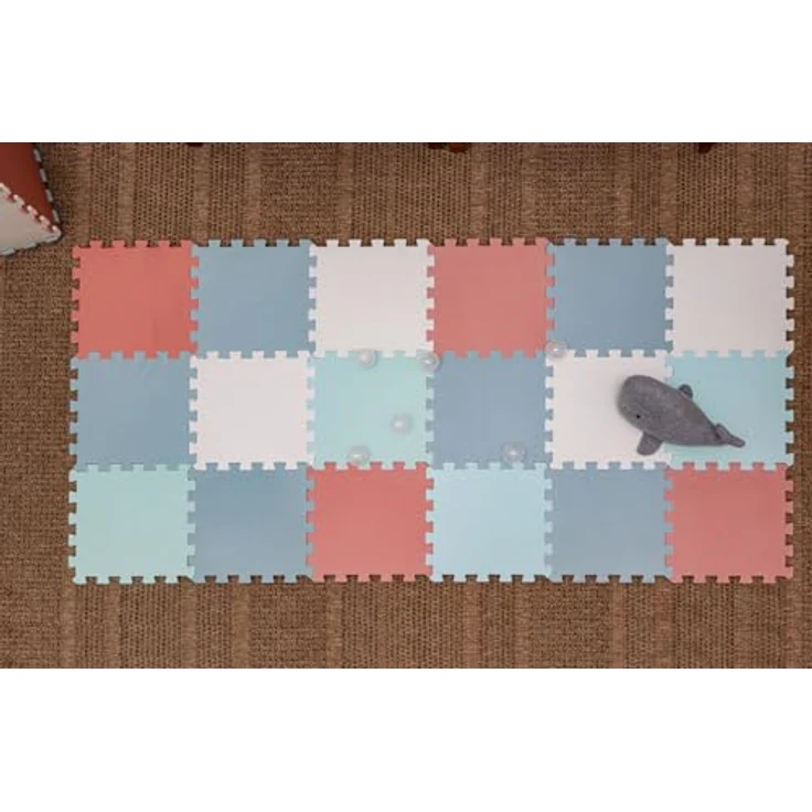LittleTom Spielmatte Baby Puzzlematte Pastellfarben, 18-teilig 180x90 cm, rutschfest, BPA-frei, pflegeleicht, erweiterbares Puzzlesystem – Bild 2