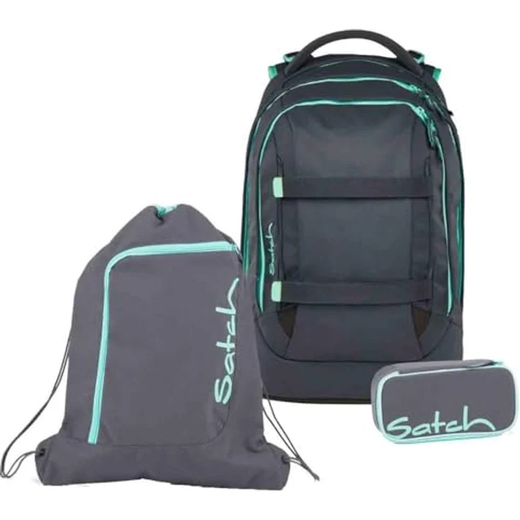 Satch Pack Schulrucksack Set 3tlg. inkl. Schlamperbox und Sportbeutel, 30 Liter Volumen, Mint Phantom – Bild 1
