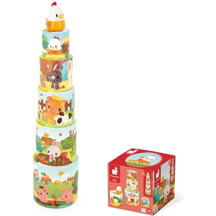 Janod Stapelspielzeug Meine erste Pyramide - Huhn, motorikfördernd, FSC®-zertifiziert, aus Pappe und Holz – Bild 9