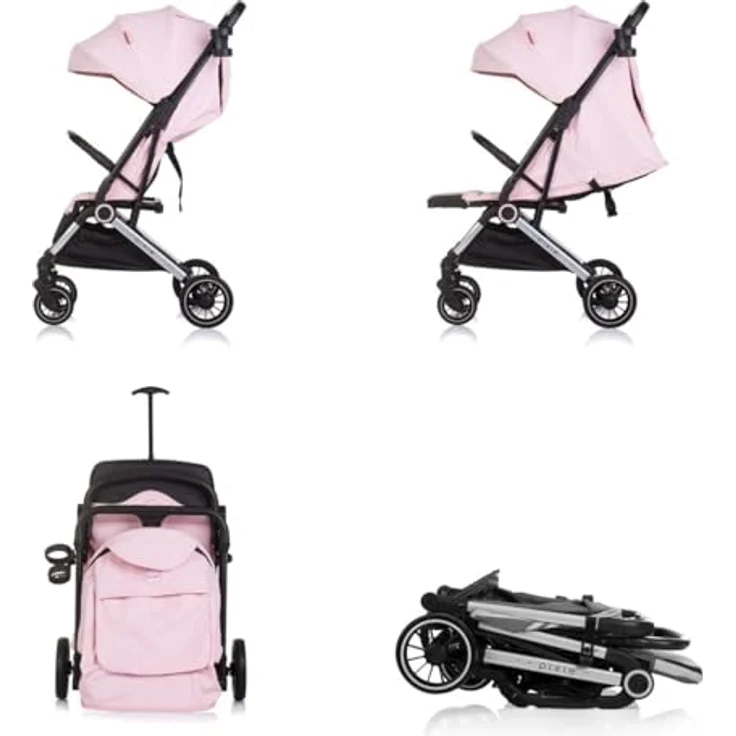 Chipolino Buggy Pixie, zusammenklappbar mit Getränkehalter und Korb, bis 22 kg, Farbe: pink – Bild 3