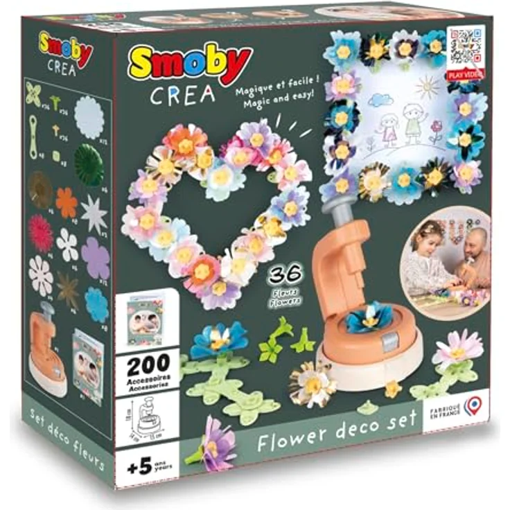Smoby Crea Flower Deko Set, Kreativset mit Blumenpresse, 200 Zubehörteile, Made in Europe, geeignet für Kinder ab 5 Jahren – Bild 4