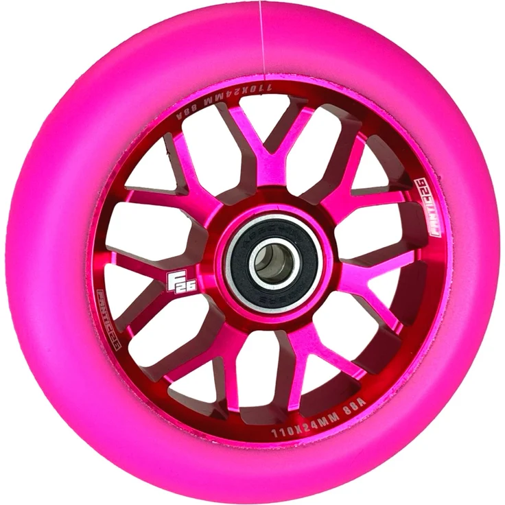 Fantic26 Stuntscooter Fantic26 Spy7 Stunt-Scooter Rolle 110mm Abec11 Pink/Pu Pink, Aluminiumlegierung 6061, ABEC-11 Kugellager, 88A Härte