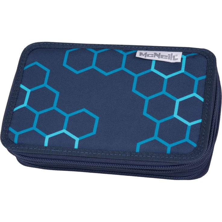 McNeill Federmäppchen XAGON mit Bunt- und Fasermalern, 3 Reißverschlüsse, blau – Bild 1