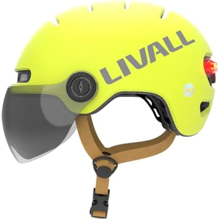 LIVALL L23 Smarter City-Helm mit Visier in gelb, SOS Notruf, Sturzerkennung, Brems- und Rücklicht, Insektenschutz – Bild 3