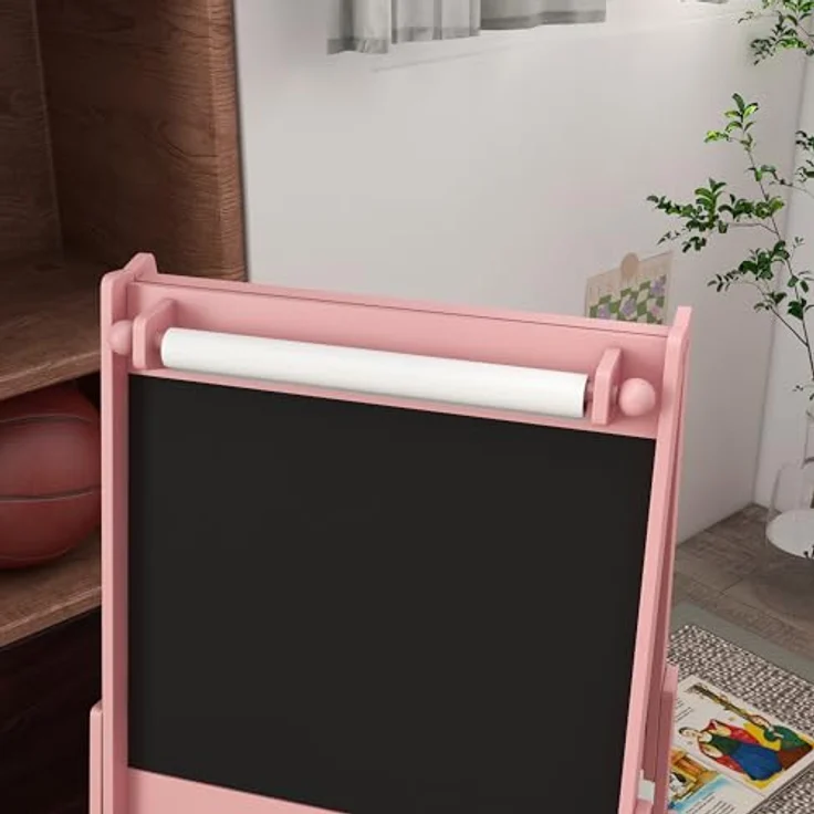 AIYAPLAY Kindertafel, 3 in 1 Staffelei, Doppelseitige Spieltafel mit Aufbewahrungskörben, Rosa, 54 x 46,5 x 93 cm – Bild 6