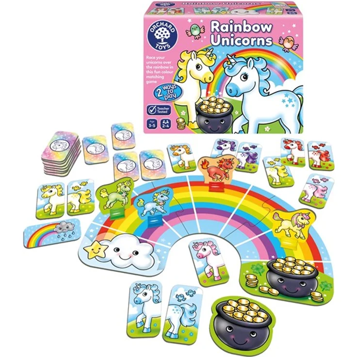 Orchard Rainbow Unicorns, Brettspiel für 2-4 Spieler, Regenbogen-Spielbrett zur Farbenzuordnung, empfohlenes Alter 3-5 Jahre – Bild 6