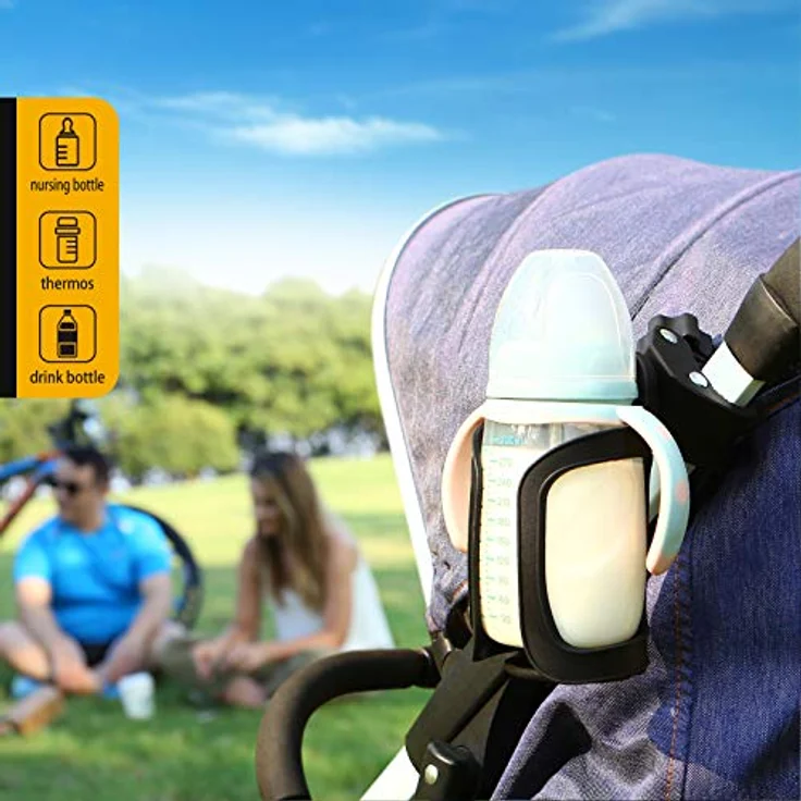 BUNDLEPRO Getränkehalter für Kinderwagen und Fahrrad, Universal 360° Rotation, 2 Stück, Flaschen- und Becherhalter für Trolleys, Mountainbikes und Rollstühle – Bild 4