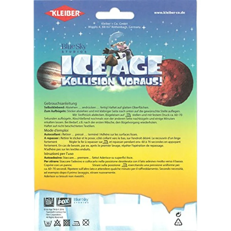 Kleiber Ice Age - Scrat mit Nuss Bügelsticker, Acetat Haftfolie, farbig, 21 x 15 x 0,1 cm – Bild 3