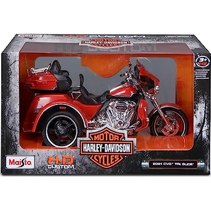 Maisto - Motorrad Harley Davidson - CVO Tri-Glide (3 Räder) - Orange - Nachbildung des Fahrzeugs im Maßstab 1:12 - Für Kinder ab 3 Jahren - M32337 – Bild 1