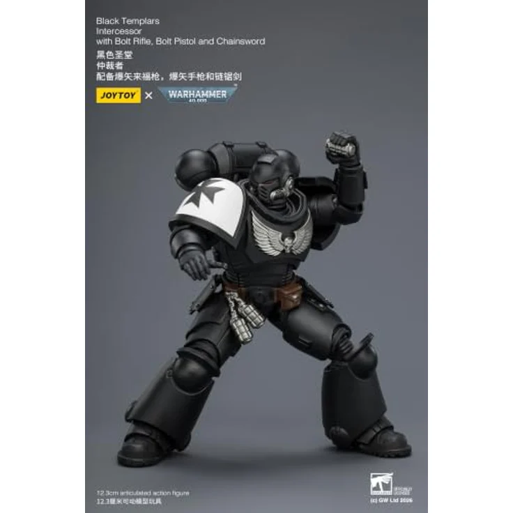 Joy Toy Warhammer 40,000 Black Templars Intercessor Figur, detailreich, 12 cm, beweglich, inkl. Bolzengewehr und Kettenschwert – Bild 7