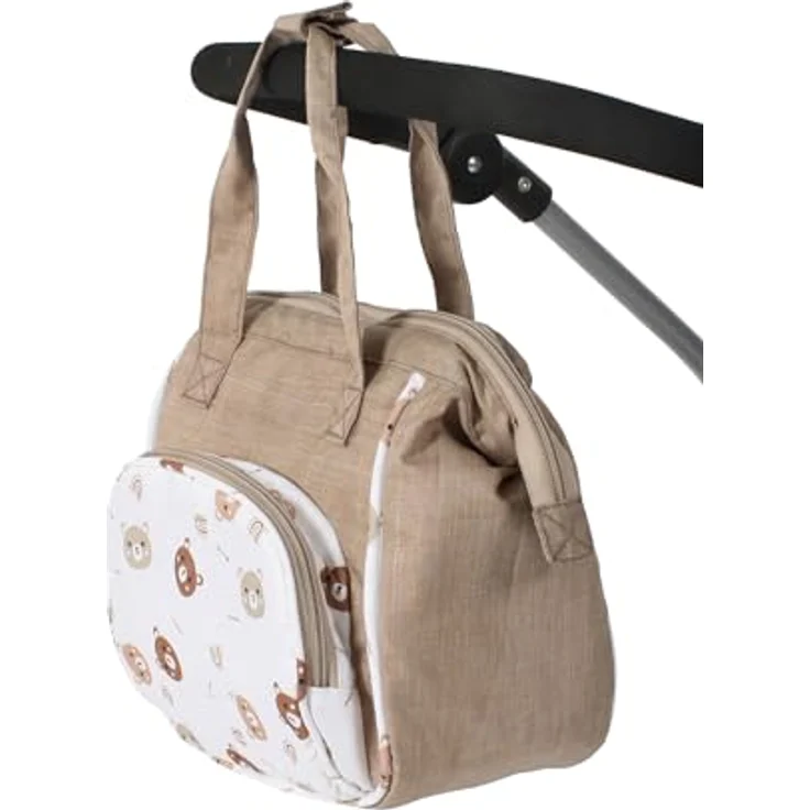 Bayer Chic 2000 - Puppen-Wickeltasche, Moderne Wickeltasche für Baby-Puppen mit 2 großen Fächern, Bärchen, beige – Bild 2
