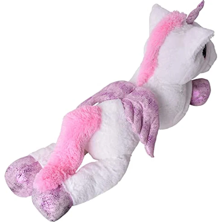 TE-Trend XXL Einhorn Kuscheltier 130cm weiß - Regenbogen Schweif und Glitzerhorn – Bild 4