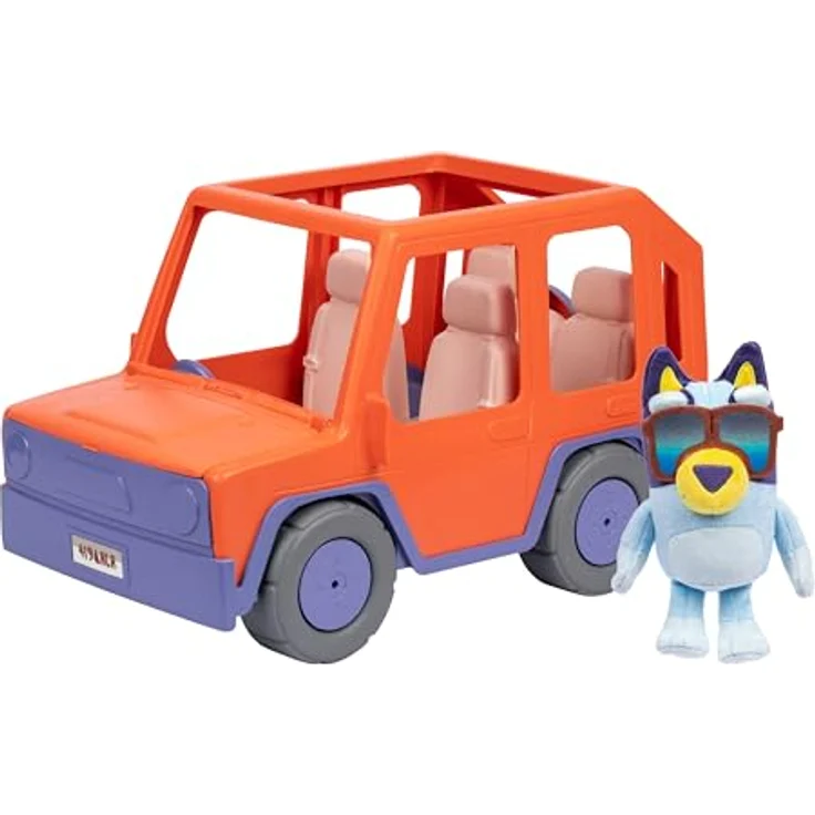 Moose Bluey Familienauto 4x4 Mega, Spielzeugauto für 4 Plüschfiguren mit 20 cm Bluey-Figur und Sonnenbrille – Bild 1