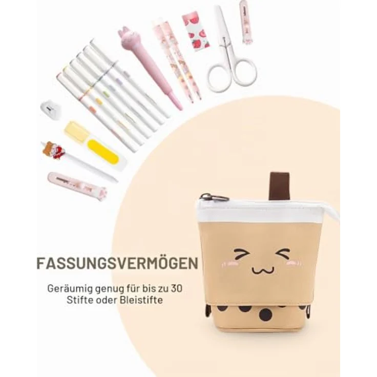 Xespis 3PCS Federmäppchen, Teleskopisch mit hochwertigem Canvas, multifunktional und Cartoon-Design – Bild 4