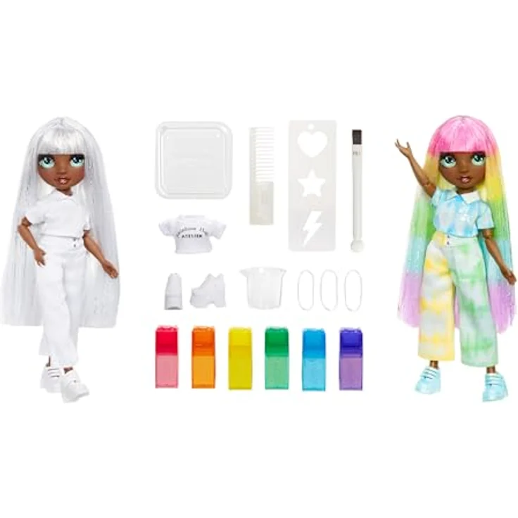 MGA ENTERTAINMENT Rainbow High Watercolor & Create, Anziehpuppe mit grünen Augen, DIY-Modepuppe mit auswaschbaren Aquarellfarben – Bild 2