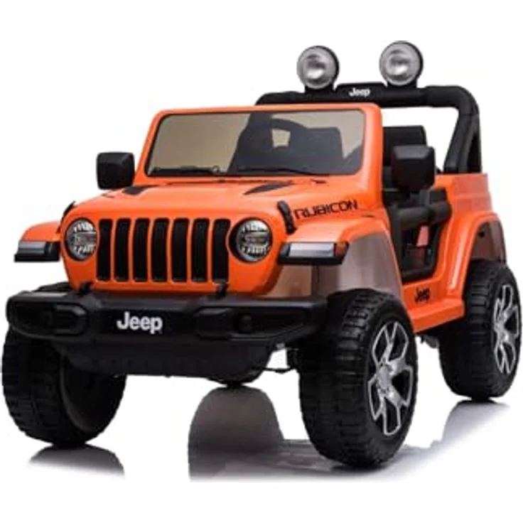 Beneo RIRICAR Elektroauto für Kinder Jeep Wrangler 12V, orange, 2-sitzer mit 2,4-GHz-Fernbedienung, Bluetooth-Radio, Lithium-Akku und EVA-Rädern, geeignet für Kinder von 3-8 Jahren – Bild 1