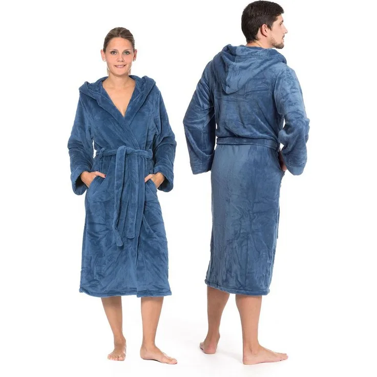 ZOLLNER Unisex-Bademantel, 100% Polyester, mit Kapuze und Gürtel, vom Hotelwäschespezialisten, verschiedene Farben verfügbar, S-XXL