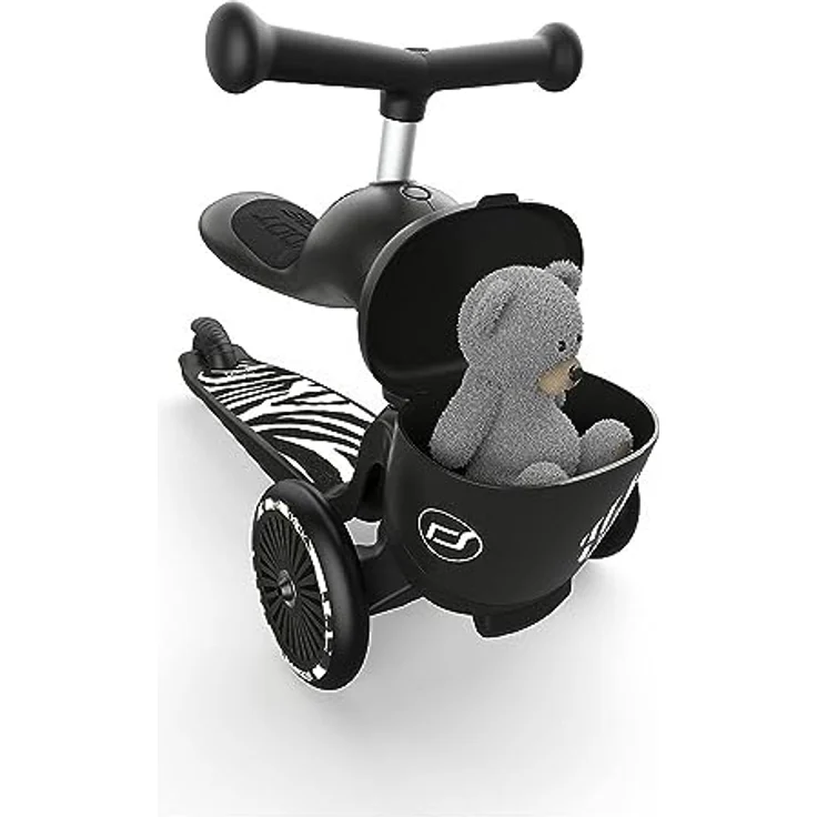 Scoot&Ride Highwaykick 1 Lifestyle, 2in1 Rutscherfahrzeug und Scooter mit Transportbox, Farbe: zebra – Bild 7