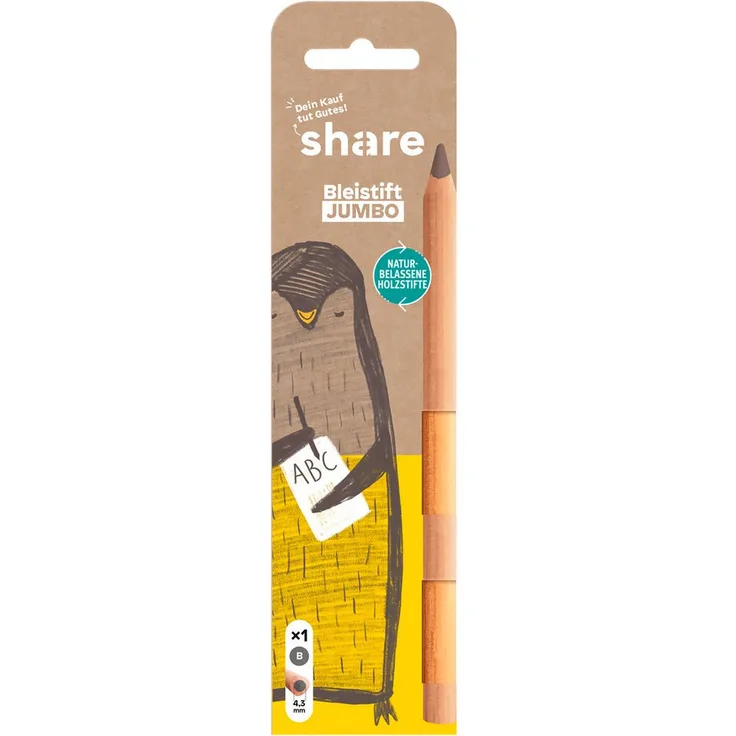 share Jumbo Bleistift, B für Schreibanfänger, 4,3 mm Mine aus PEFC-zertifiziertem Zedernholz