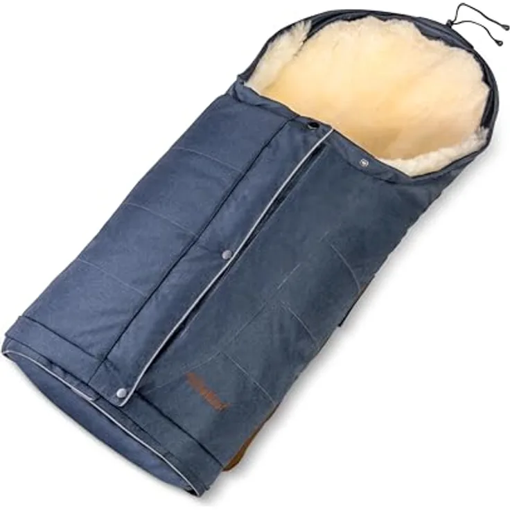 Fellhof Kinderwagenfellsack HOCHSÖLDEN, nachtblau, aus 100 % Merino-Lammfell, wind- und wasserabweisend, bis 36 Monate größenverstellbar, ÖkoTex zertifiziert