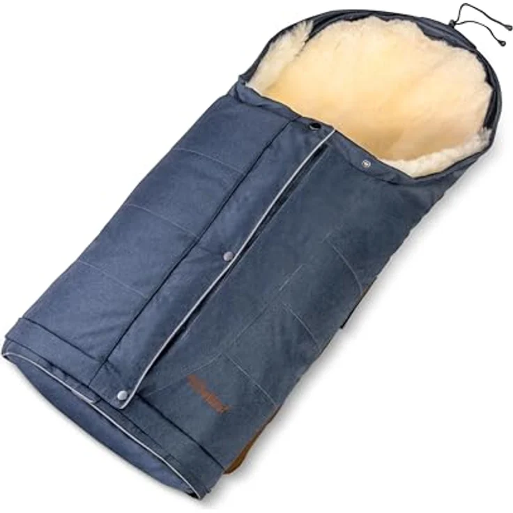 Fellhof Kinderwagenfellsack HOCHSÖLDEN, nachtblau, aus 100 % Merino-Lammfell, wind- und wasserabweisend, bis 36 Monate größenverstellbar, ÖkoTex zertifiziert – Bild 1