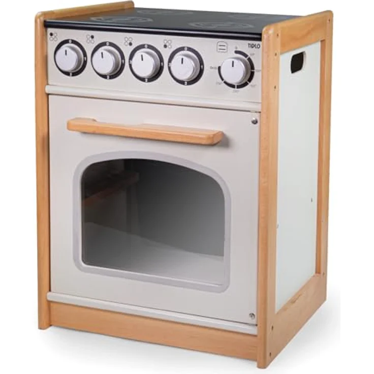 Tidlo T0301 Pretend Cooker, stabiler Holzherd mit herausnehmbarem Ofen und Klick Zifferblättern – Bild 1