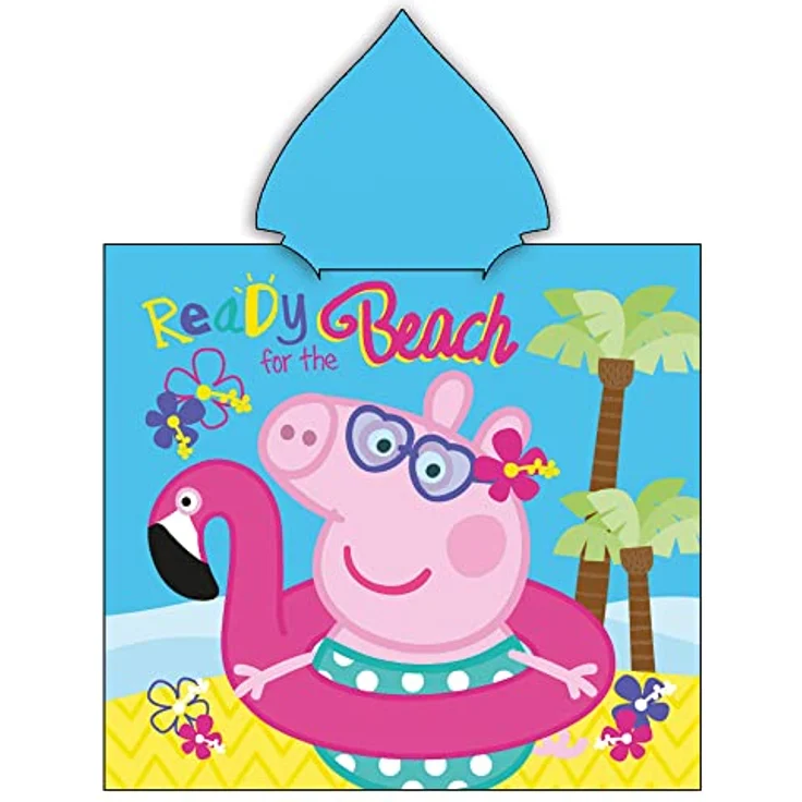 BERONAGE Kapuzenhandtuch Peppa Wutz Pig Kinder Kapuzen Bade-Poncho Beach 60x120 cm, 100% Baumwolle, Frottee in Velours-Qualität, Pink – Bild 3