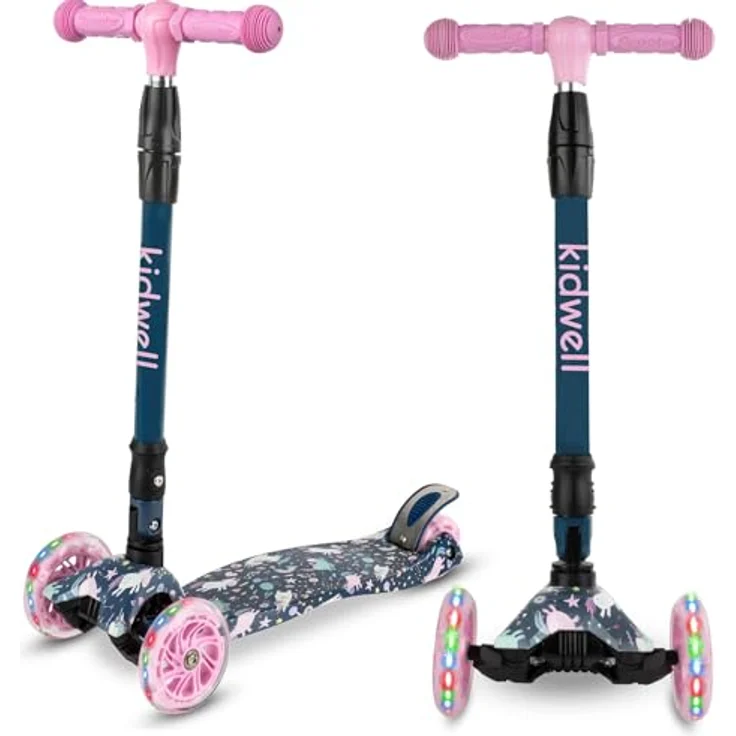 COIL VENTO Dreiradscooter Kinderroller, Tretroller mit ABEC-7-Lager, 3-stufige Lenkradverstellung und LED-Rädern – Bild 3