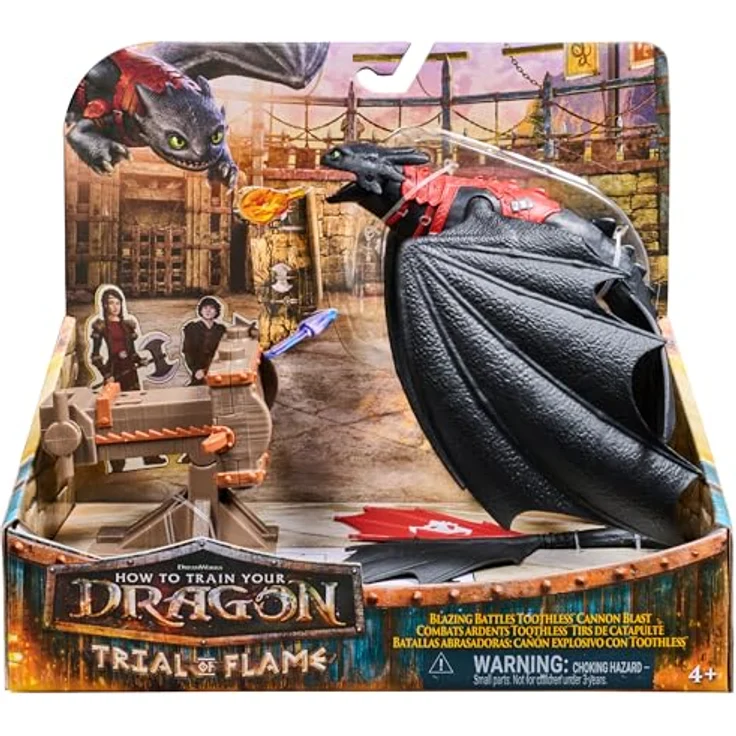 DreamWorks Dragons, Drachenzähmen leicht gemacht - Trial of Flame, Drachenkampf Spielset mit Ohnezahn, beweglicher Drachenfigur, Wikingerfiguren und Kanone für Kinder ab 4 Jahren – Bild 2