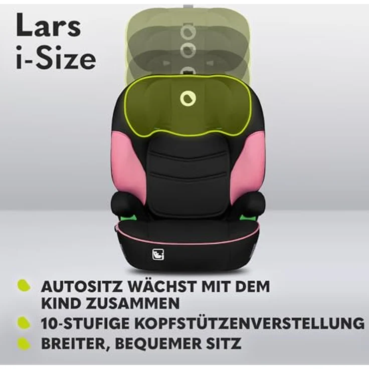 lionelo Autokindersitz LARS I-SIZE, 12-36kg, 100-150 cm, Memory Foam – Bild 5