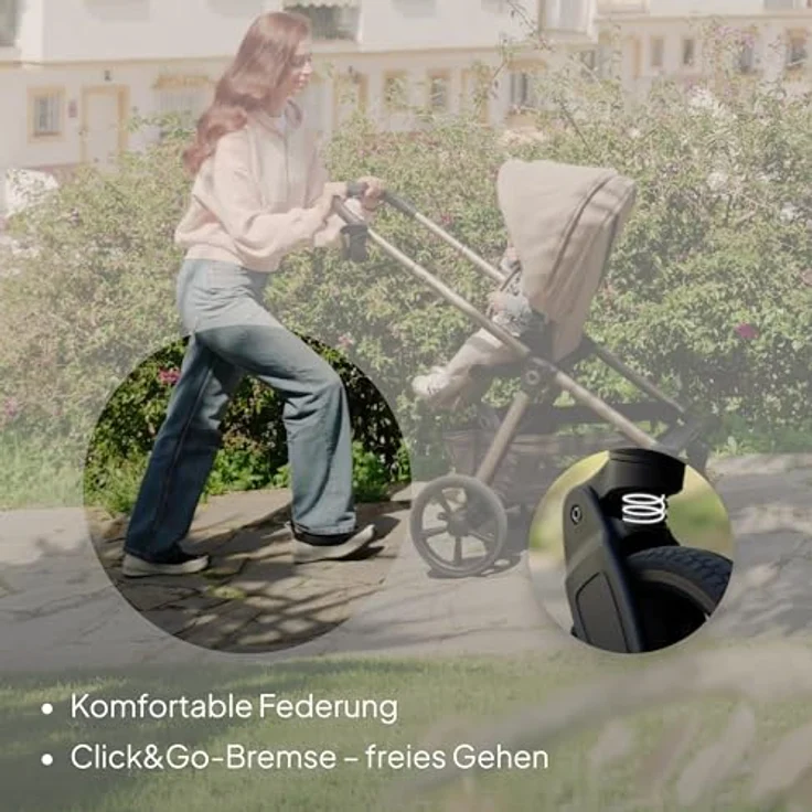 Lionelo Kinderwagen Carmine 3in1, mit Autositz i-Size, Babywanne & Buggy, GravelTech Räder, Federung, UPF50+, Beige – Bild 9
