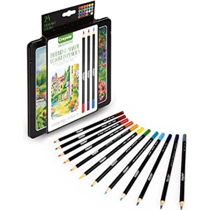 Crayola - Signature, 24 Buntstifte Schattierungen & Schatten, in verzierter Blechdose, kreative Aktivität und Geschenk, 68-2026