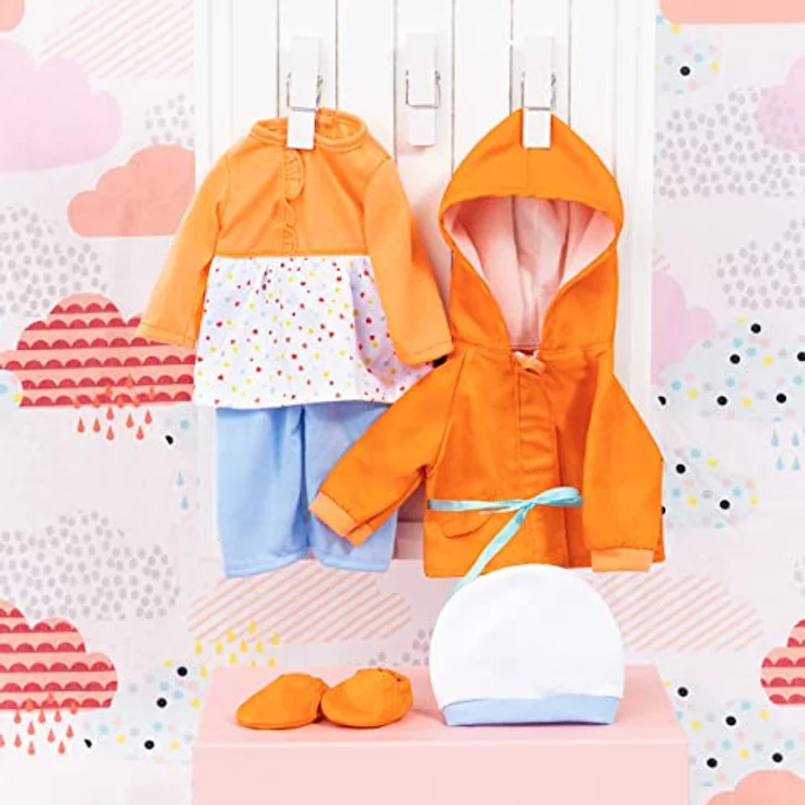 Bayer Puppenkleidung Kleid/Hose orange (Set, 5-tlg) - Fröhlicher Farbmix, leichtes Anziehen – Bild 6