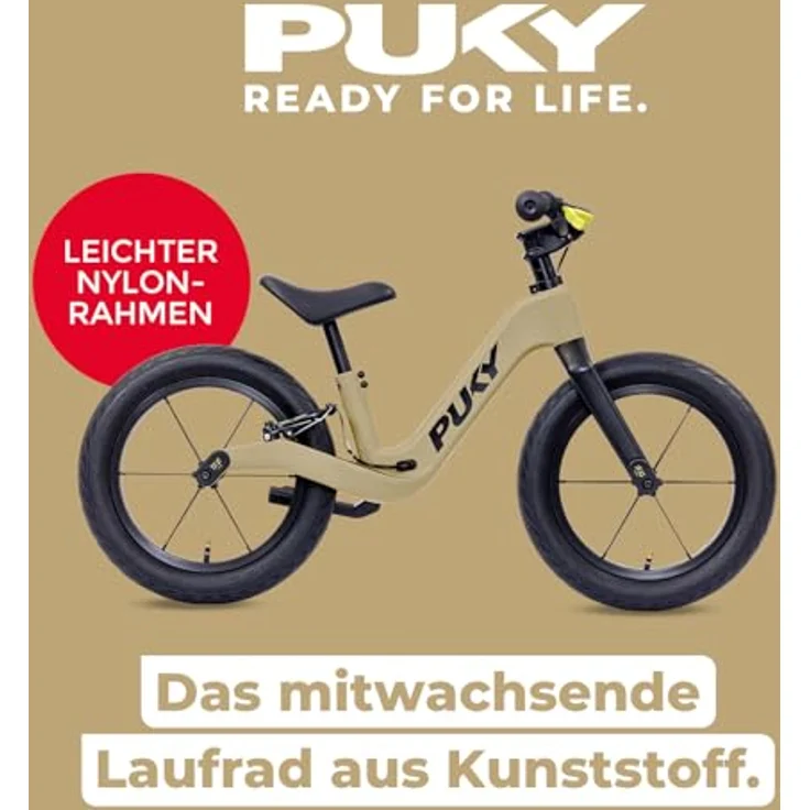 PUKY Next 14" Laufrad Sand/Black, höhenverstellbar für Kinder 2–6 Jahre, mit Bremse, Sicherheitslenkergriffen und FlipChip-Technologie für 12-Zoll Räder – Bild 2