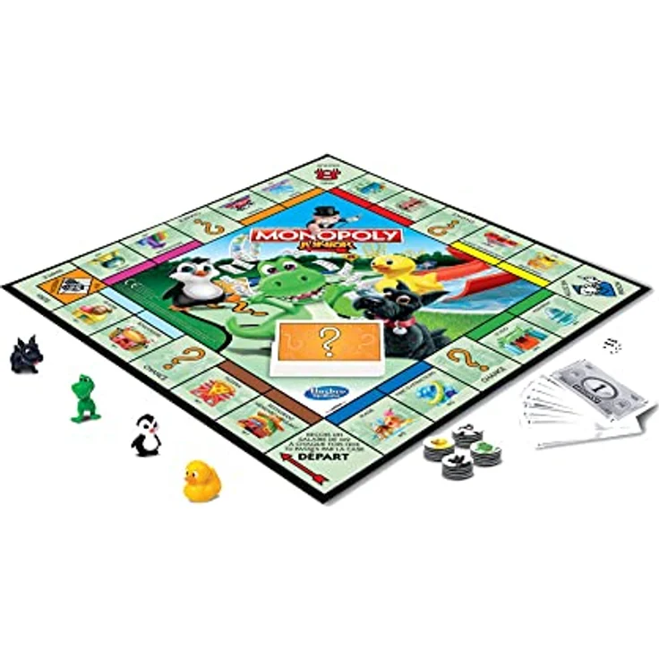 Monopoly Junior Brettspiel für Kinder, französische Version, 2-4 Spieler, ab 5 Jahren, inklusive 4 Junior-Spielsteinen und 90 Monopoly Geldscheinen, exklusiv bei Amazon – Bild 4