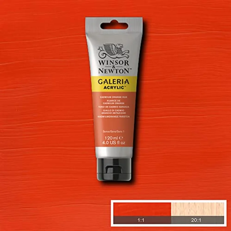 Winsor & Newton Galeria Acrylfarbe 120ml Tube, hohe Pigmentierung, lichtecht, buttrige Konsistenz, kadmiumorange – Bild 2