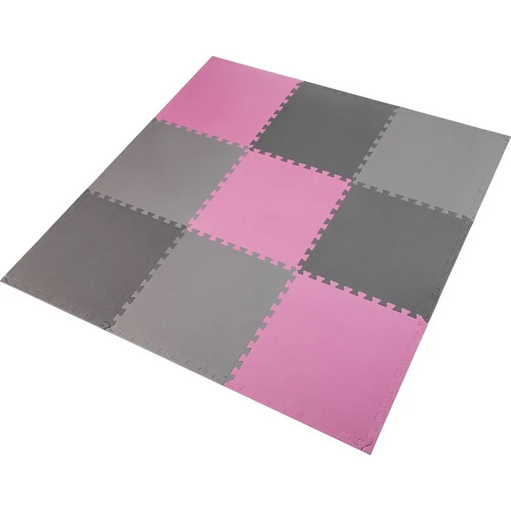 ONE FITNESS Puzzlematte 9 Elemente Sportmatte Unterlegmatte Trainingsmatte, rutschfest und schalldämpfend, blau