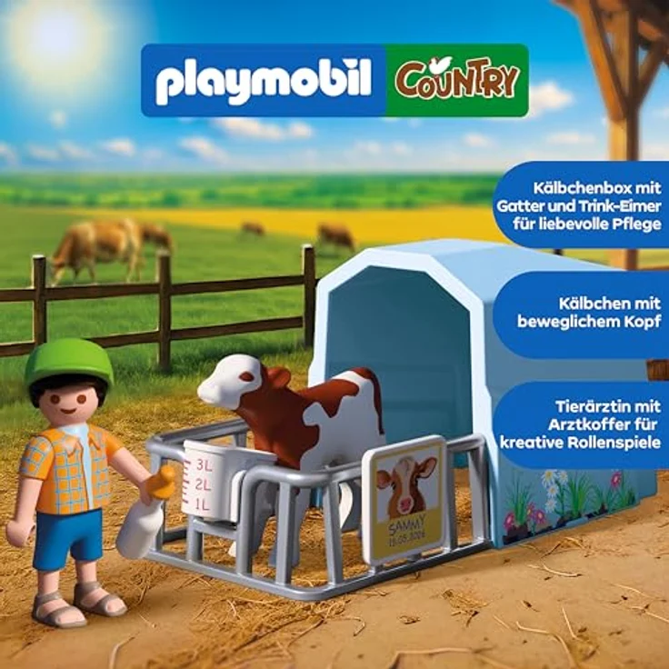 Playmobil Country Veterinarian, Spielset mit Kalb, Gehege und medizinischem Zubehör für fantasievolles Rollenspiel – Bild 3