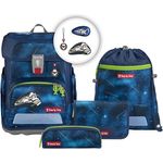 Step by Step Schulranzen-Set Cloud „Starship Galactus“, 5-teilig, ergonomischer Tornister mit Reflektoren, höhenverstellbar, blaue Farbe, 19L, für Jungen ab der 1. Klasse
