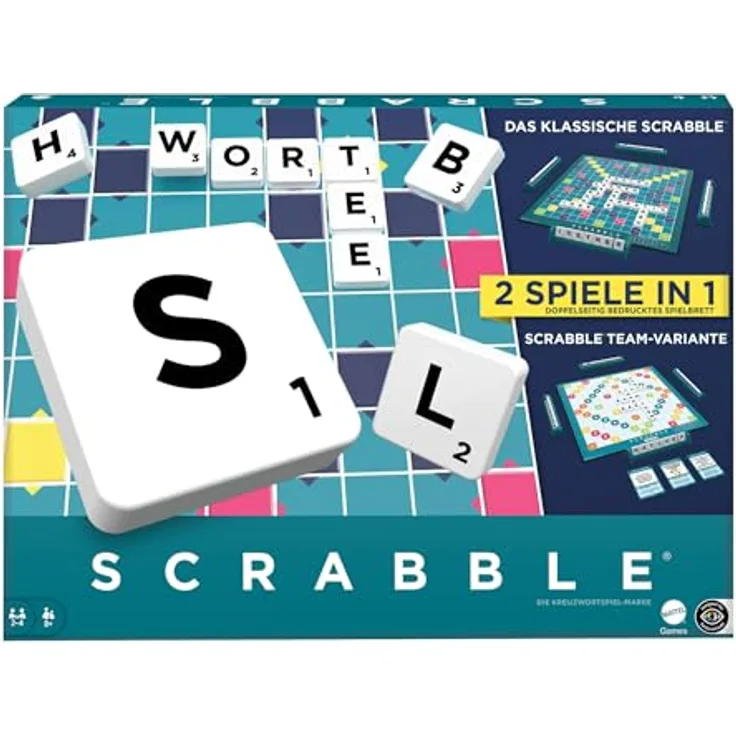 Mattel Games Scrabble Zwei in Eins - Doppelseitiges Brettspiel für schnelles, zwangloses und kooperatives Spiel, inklusive 50 Zielkarten für Scrabble Together, einfache Punktevergabe - Preisvergleich