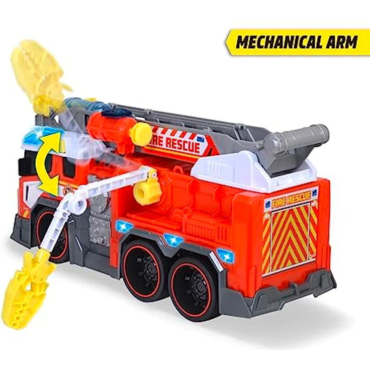 Dickie Toys - Feuerwehrauto mit Wasserspritze - Feuerwehr-Spielzeug groß (37,5 cm) für Kinder ab 3 Jahre, Auto mit ausziehbarer Leiter, Greifarm, Pfeilschuss-Funktion, Licht & Sound – Bild 2