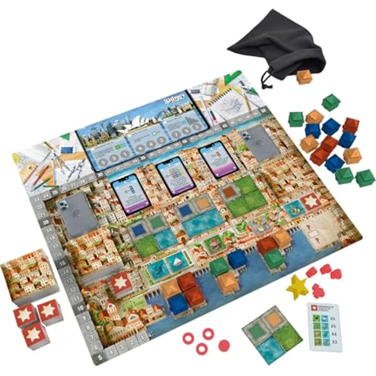 Devir Städte, Brettspiel für 2-4 Spieler, Fliesen legen und Arbeiter platzieren, bunt, ab 10 Jahren – Bild 4