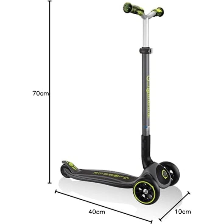 Globber Master Prime, 3-Rad-Scooter mit höhenverstellbarer Lenkstange, ergonomischen TPR-Griffen und Lenkblockiersystem, Schwarz/Neon Grün – Bild 8